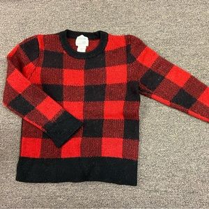 Crewcuts black/red wool blend warm crewneck sweater.